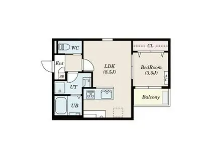 DELICA FELICIA植田(1LDK/1階)の間取り写真