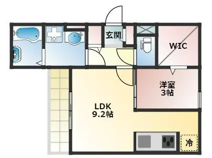 アイリープラザ上ノ丸(1LDK/3階)の間取り写真