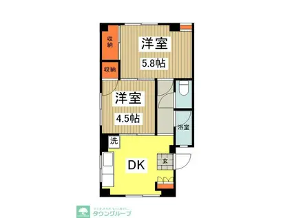 黒部ビル(2DK/2階)の間取り写真