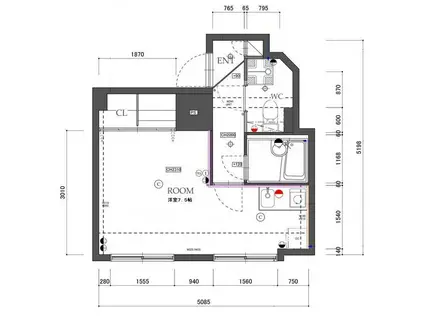 ライベストコート南長崎(1K/4階)の間取り写真