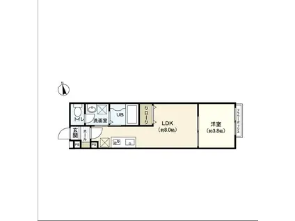AZUL富沢(1LDK/3階)の間取り写真