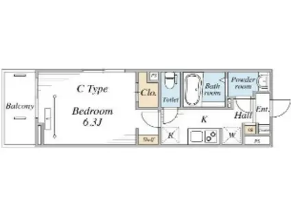 リブリ西横浜II(1K/1階)の間取り写真