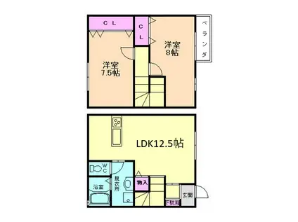 ピーチヒルテラス(2LDK/1階)の間取り写真