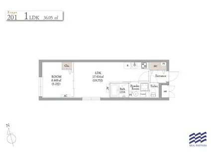 BLANCCOURT中野新橋(1LDK/2階)の間取り写真
