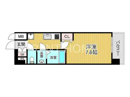 セオリー大阪イースト DOOR(1K/2階)の間取り写真