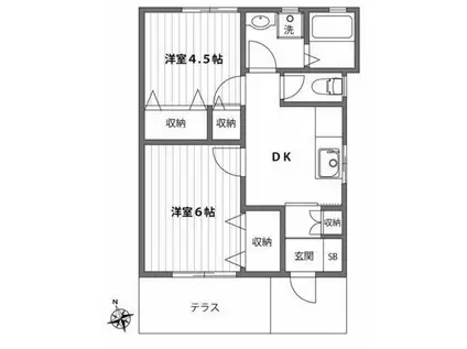 クレールコンフォート(2DK/1階)の間取り写真