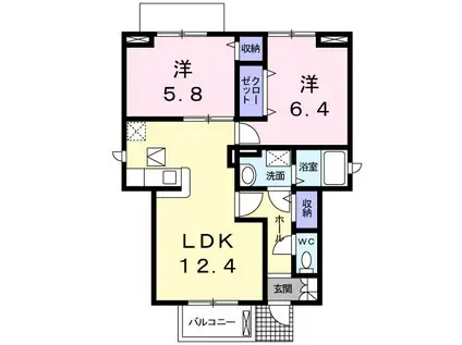 MSエトワール(2LDK/1階)の間取り写真