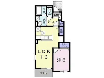 オレガノ(1LDK/1階)の間取り写真