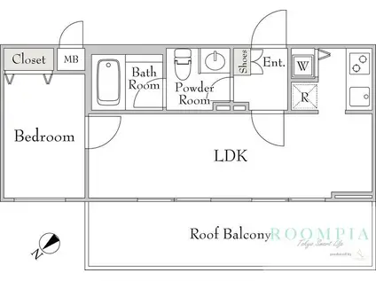 ミリアレジデンス桜新町(1LDK/4階)の間取り写真