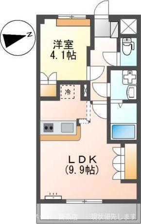 イーストリバー2(1LDK/1階)の間取り写真