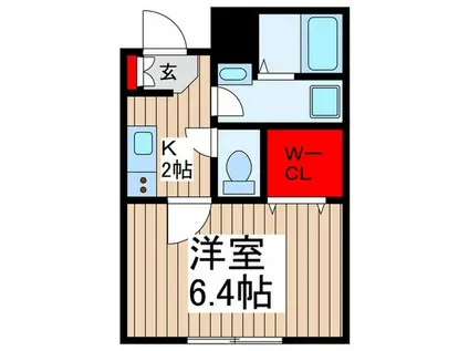 FOSSETTE南浦和(1K/4階)の間取り写真