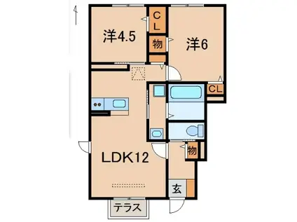 メゾン ド グランド イル(2LDK/1階)の間取り写真