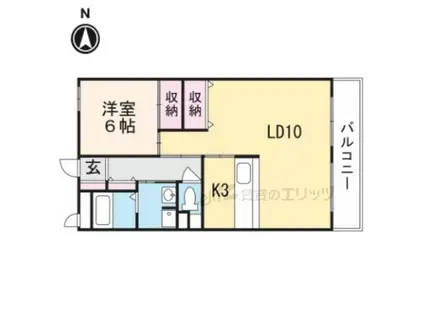 バーンフリート総持寺(1LDK/3階)の間取り写真