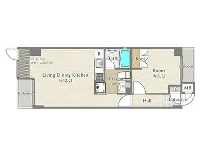 ＪＲ中央線 東中野駅 徒歩8分 7階建 築19年(1LDK/7階)の間取り写真