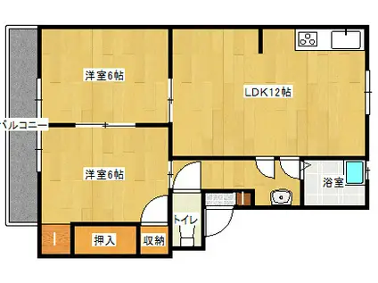 東雲マンション(2LDK/2階)の間取り写真