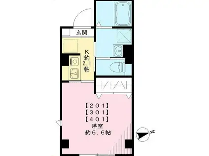 プラニム長町(1K/3階)の間取り写真