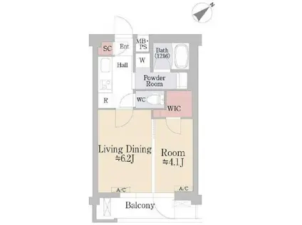 さくらクレール代々木公園(1LDK/4階)の間取り写真