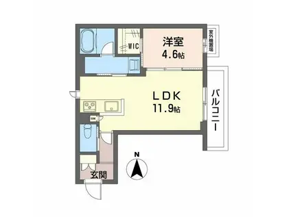 ユーグレイス東島田(1LDK/4階)の間取り写真