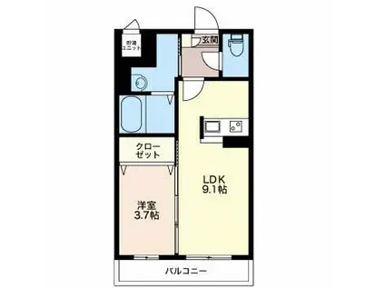 モダンコート(1LDK/2階)の間取り写真