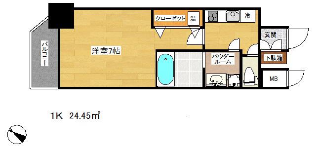 アドバンス三宮シュロス(1K/3階)の間取り写真