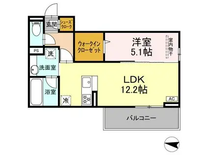 HABITAT YOSHINO(1LDK/2階)の間取り写真