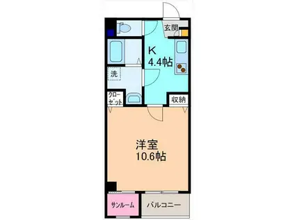 クレセントハイム御影(1K/2階)の間取り写真