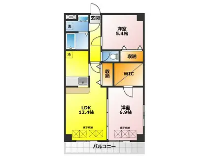 リバプールN(2LDK/3階)の間取り写真