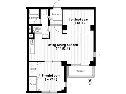 カサビアンカ(1SLDK/4階)の間取り写真