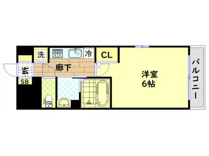 エステムコート難波サウスプレイスIVラグジー(1K/4階)の間取り写真