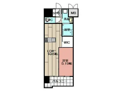 ウイングス西小倉(1LDK/11階)の間取り写真