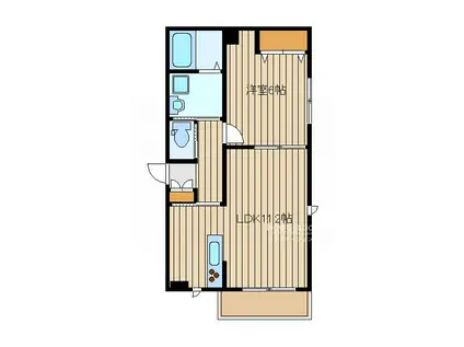 ベルクオーレ武蔵野(1LDK/1階)の間取り写真