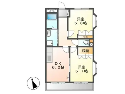 フラワーヒルズ天白A(2DK/2階)の間取り写真