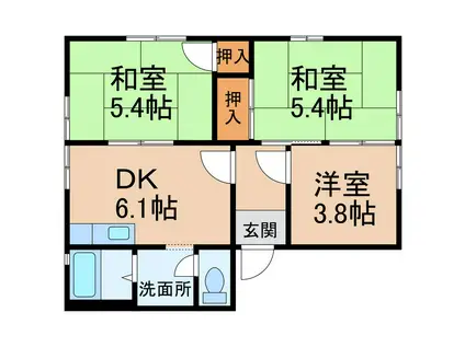 フレグランス小林(3DK/1階)の間取り写真