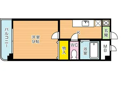 グッタープラッツ緑ヶ丘2番館(1K/2階)の間取り写真