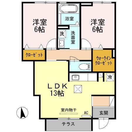 プラザセレステA(2LDK/1階)の間取り写真