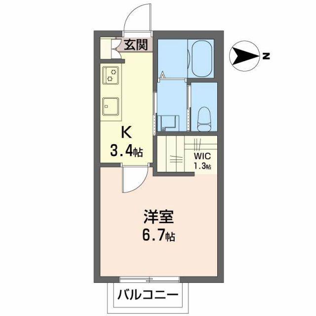 ヴィラージュST(1K/2階)の間取り写真