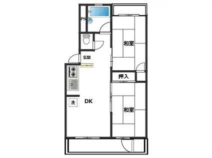 リョウズガーデンズ(2DK/4階)の間取り写真