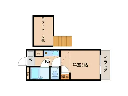 フラッツ南紀寺(1K/2階)の間取り写真