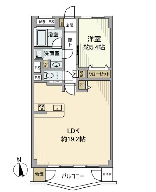 横浜ハイタウン 1号棟(1LDK/6階)の間取り写真