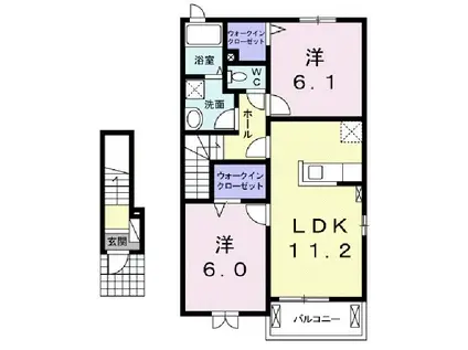 ヴィラ・ドナーチェII(2LDK/2階)の間取り写真