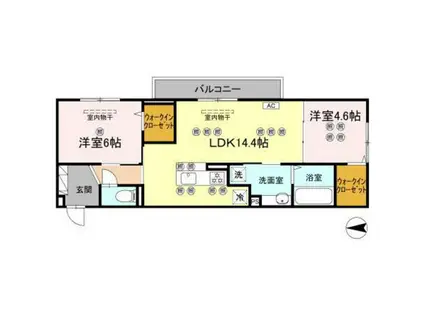 ドリーム大町(2LDK/2階)の間取り写真