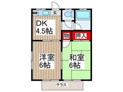 第2深井コーポ(2DK/1階)の間取り写真