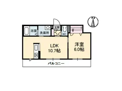 グランフラ一ヴ 天神(1LDK/3階)の間取り写真