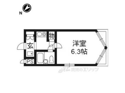 DETOM-1鴨川(1K/3階)の間取り写真