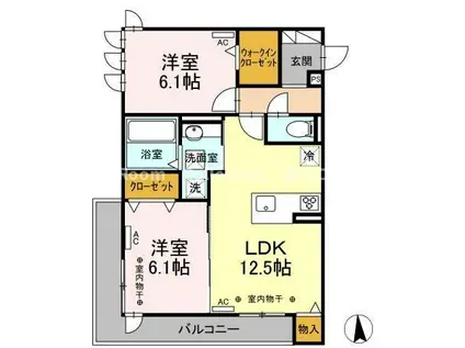 フェリチタKANOU(2LDK/3階)の間取り写真