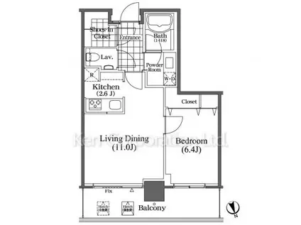 芝浦アイランド ブルームタワー(1LDK/25階)の間取り写真