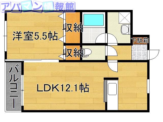 グランフィル紫竹山(1LDK/2階)の間取り写真