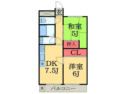 グランパレス(2DK/1階)の間取り写真