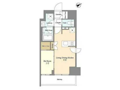 テラス横浜鶴見(1LDK/10階)の間取り写真