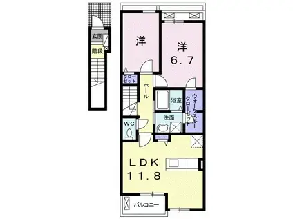 ブライトガーデン葵II(2LDK/2階)の間取り写真